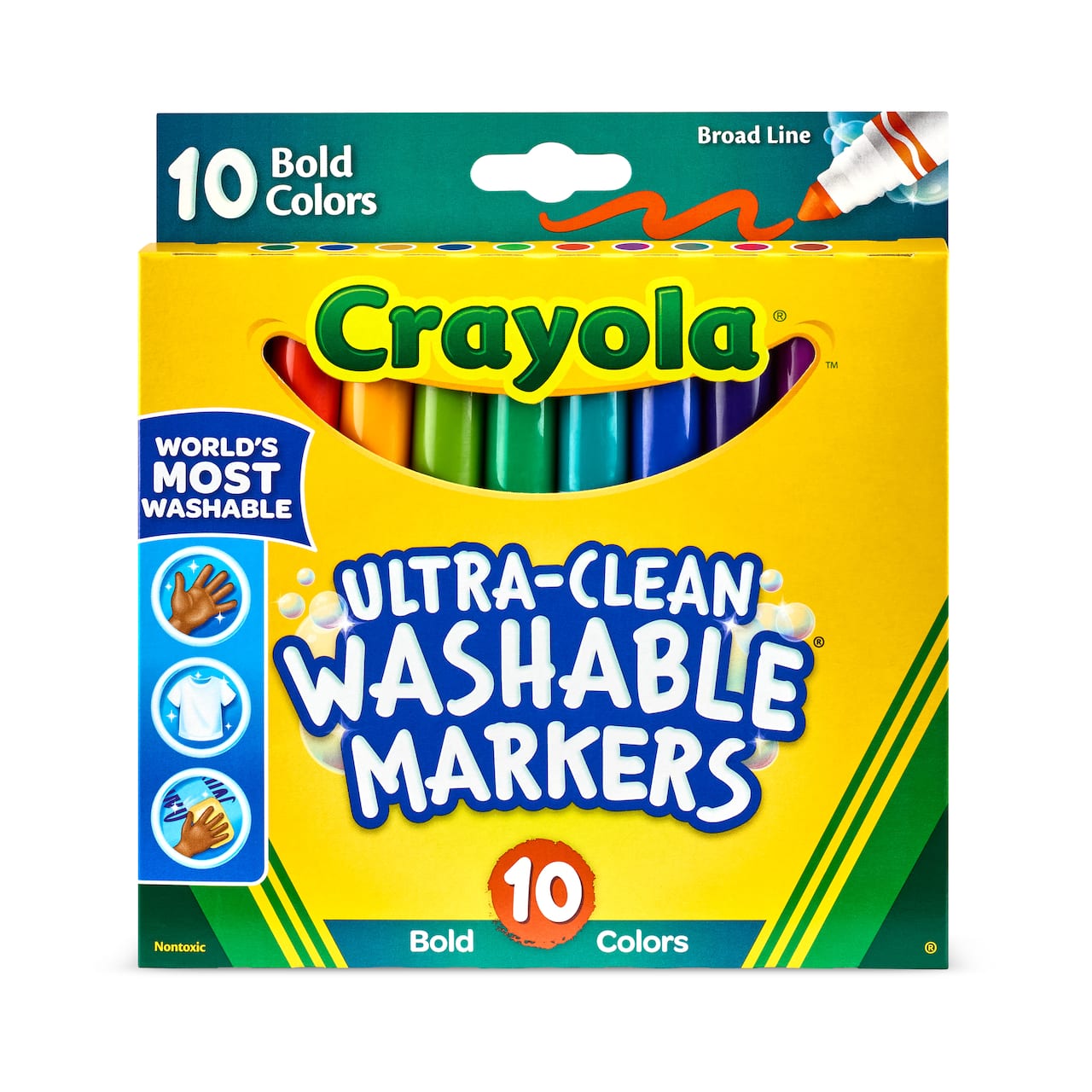 Crayola Ultra-Clean Broad Line Washable Markers, 10 Count